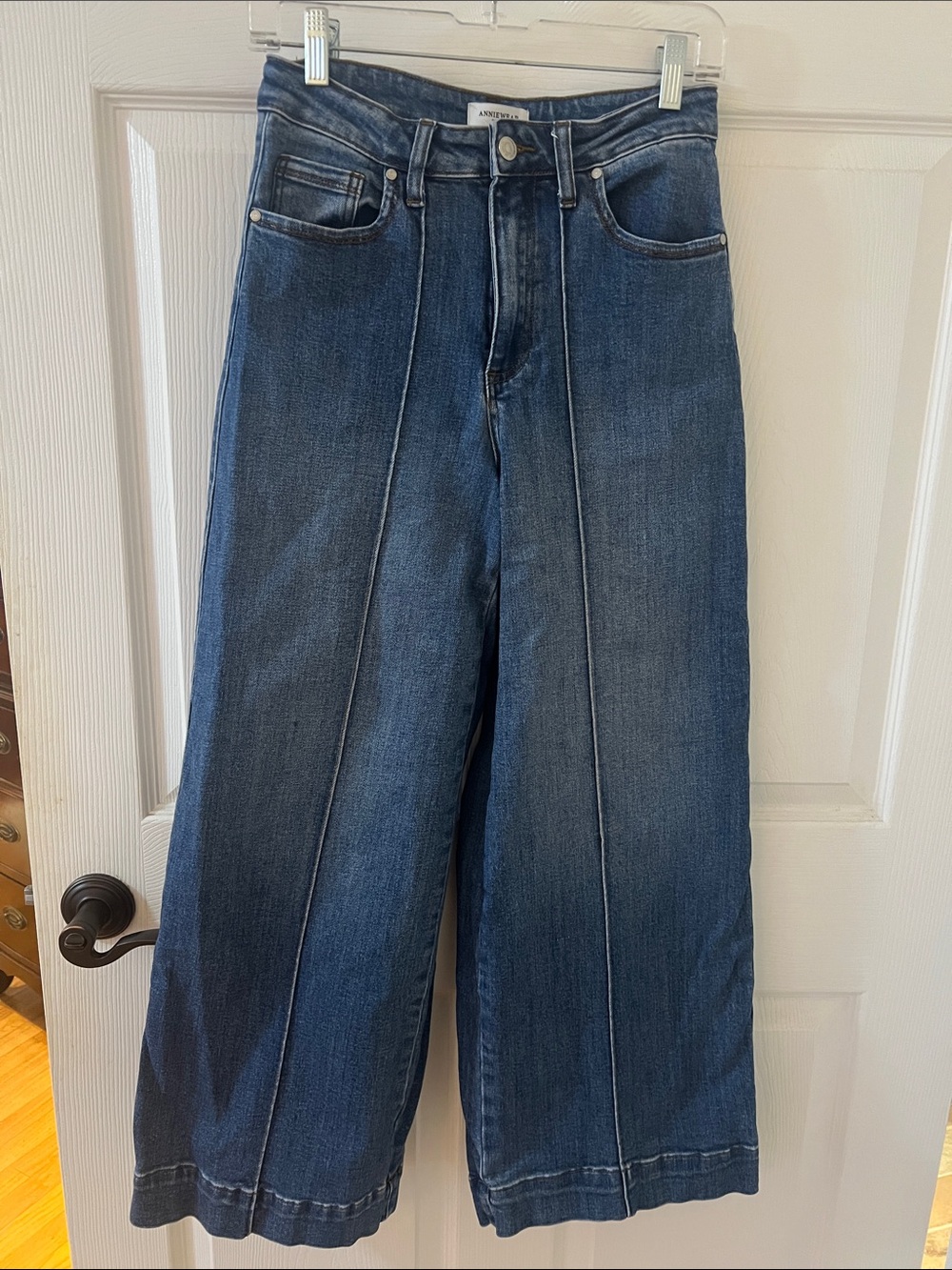 Anniewear Mid-Dark Blue Wide Leg Flare Jeans